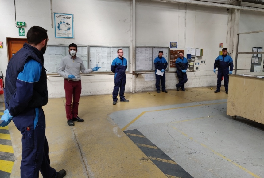 Briefing sanitaire des équipes avant la reprise