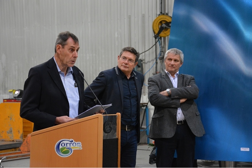 Eric Boittin accompagné de Jean-Marc ALLAIN, maire de Gorron et conseiller départemental, et Bruno LESTAS, président de la Communauté de Communes du Bocage Mayennais